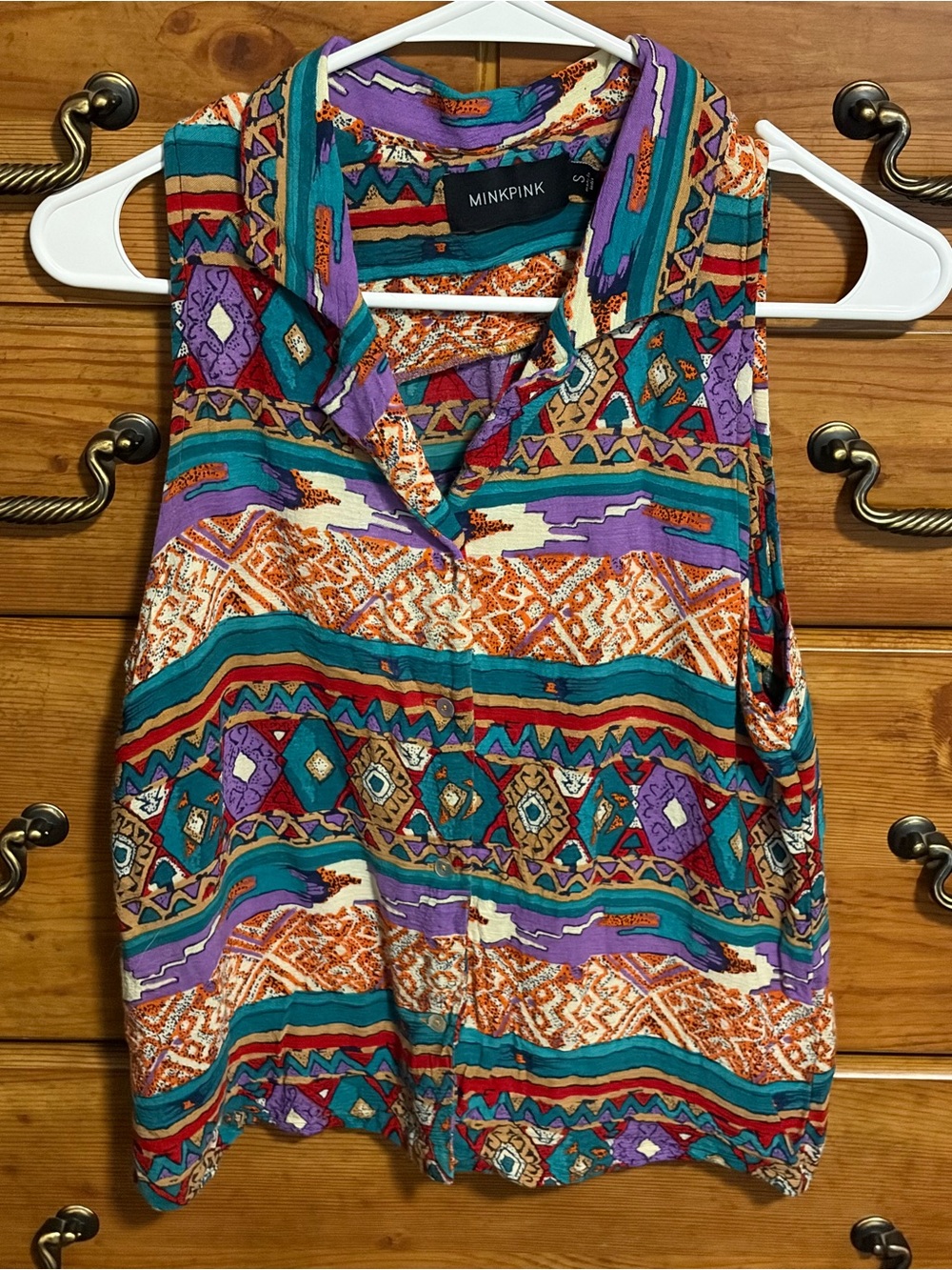 MINKPINK Multicolor Sleeveless Printed Button-Front Camisole